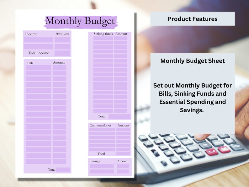 Printable Monthly Budgeting Template Pack Purple Instant - Etsy