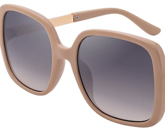 Lunettes de soleil pour femme adulte carré protection UV400, avec étui à lunettes