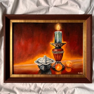 Candle Oil painting Realistic Artwork Original Still Life Vintage Painting Candlelight Painting Home Decor Handmade Wall Art Christmas Gifts