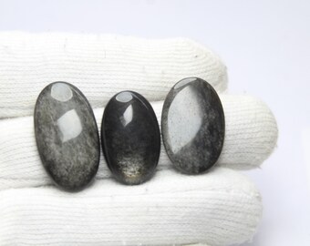 Elagant shine!! Quality Silver sheen obsidian Gemstone Natural Silver sheen obsidian Cabochons Handmadeused foe jewelry.37ct*2226