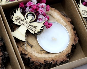 Personalized Funeral Favors, Candle With Tag, Celebration of Life Favors, Memorial Favors, Baptism Favors