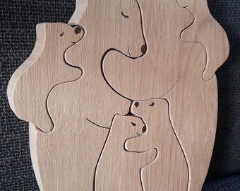 Scrollsaw pattern, wooden hugging bears, download, family of 2, 3, 4, 5 & 6, puzzle, pdf file package, multiple patterns