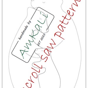 May include: Line art pattern of two bears hugging, with the text "Scroll Saw Pattern" and "handmade by AmKali EST 2023" on the image.