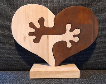 Modello a sega da traforo, cuore decorativo in legno, download, mani, puzzle, file pdf