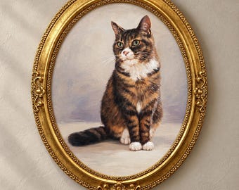 Custom Hand Painted Oval Painting on Canvas, Commission Pet Portrait from Photo