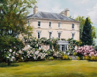 Custom Hand Painted Wedding Venue Oil Painting on Canvas, Personalized Wedding Keepsake
