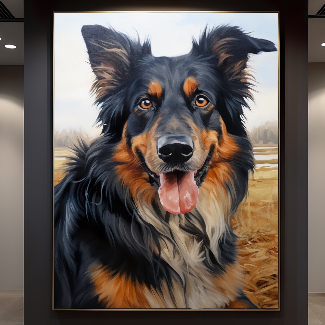 Custom Pet Portrait Oil Painting With Frame: Handmade Dog Art on Canvas ...