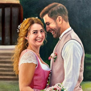 Personalized Anniversary Oil Painting, Custom Original Oil Painting from Photo, Family Portrait Painting on Canvas, Gift for Loved Ones