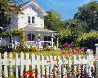 Custom House Oil Painting From Photo, Hand-Painted Home Portrait on Canvas, Personalized Housewarming Gift