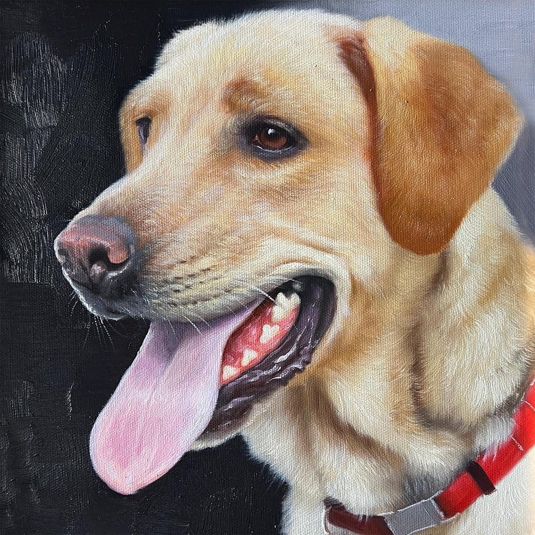 Custom Pet Portrait, Hand-painted Oil Painting on Canvas, Dog Memorial ...