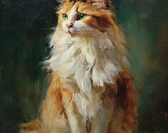 Custom Pet Portrait from Photo, Hand Painted Oil Painting on Canvas, Cat Memorial Gift