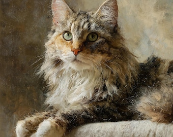 Custom Cat Portrait Oil Painting from Photo, Commission Pet Memorial Gift For Cat Lovers
