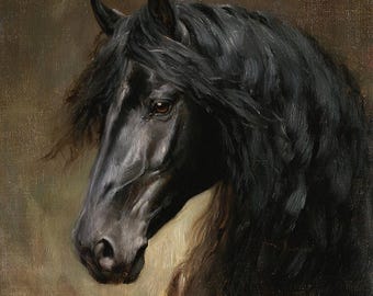 Anpassad hästoljemålning, porträtt från foto, handmålad hästkonst på canvas, minnesgåva till husdjur