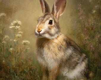 Custom Rabbit Portrait from Photo, Hand-Painted Bunny Oil Painting on Canvas, Pet Memorial Gift