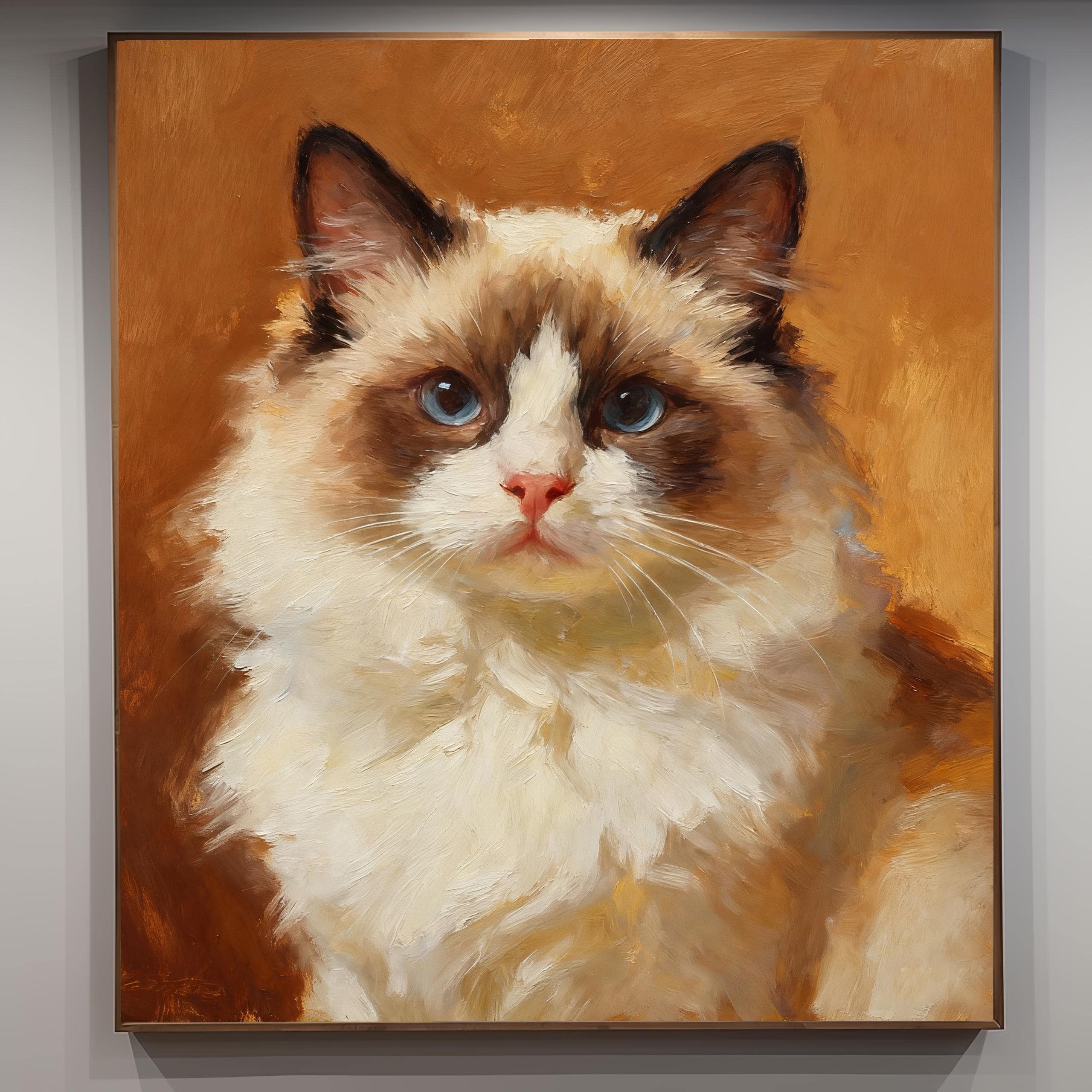 Custom Cat Portrait Oil Painting on Canvas, Hand-painted Framed Canvas ...