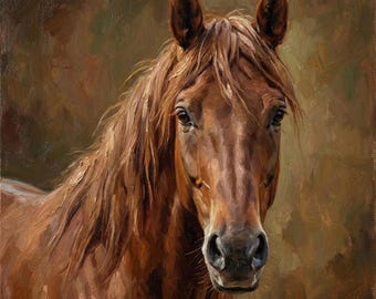 Custom Horse Portrait frrom Photo, Hand Painted Oil Painting on Canvas, Personalized Horse Art