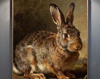 Cuadro al óleo de conejito enmarcado, retrato personalizado de mascota a partir de una foto