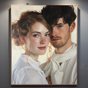 Christmas Custom Portrait Painting from Photo, Art Commission Painting on Canvas with Frame, Turn Photo into Art, Couple Anniversary Gift