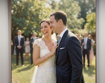 Individuelles Hochzeitsporträt nach Foto, persönliches Jubiläumsgeschenk für das Paar