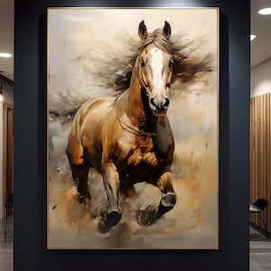 Retrato de caballo pintado a mano sobre lienzo, pintura al óleo personalizada a partir de una foto, dibujo de retrato por encargo con marco, pintura conmemorativa de mascotas