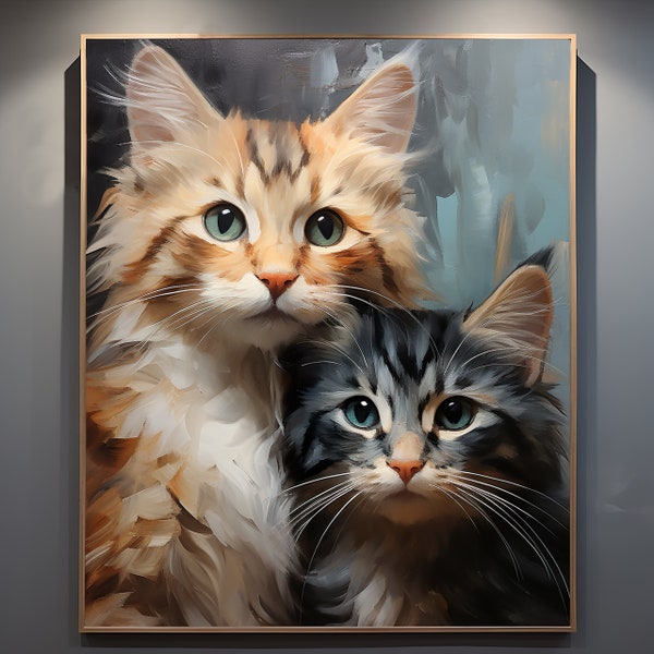 Commission Cat Oil Painting on Canvas Original Art, Custom Cat Portrait Painting from Photo, Turn Photo into Art, Pet Memorial Gift