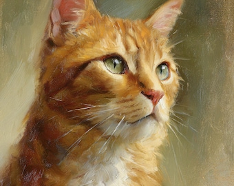 Custom Hand-painted Cat Oil Painting on Canvas, Commission Pet Portrait Art from Photo