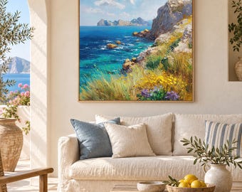 Custom Landscape Oil Painting from Photo, Coastal Seascape, Hand Painted Ocean Art, Personalized Gift
