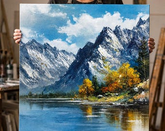 Custom Landscape Oil Painting From Photo, Hand Painted Scenery on Canvas, Mountain Wall Art