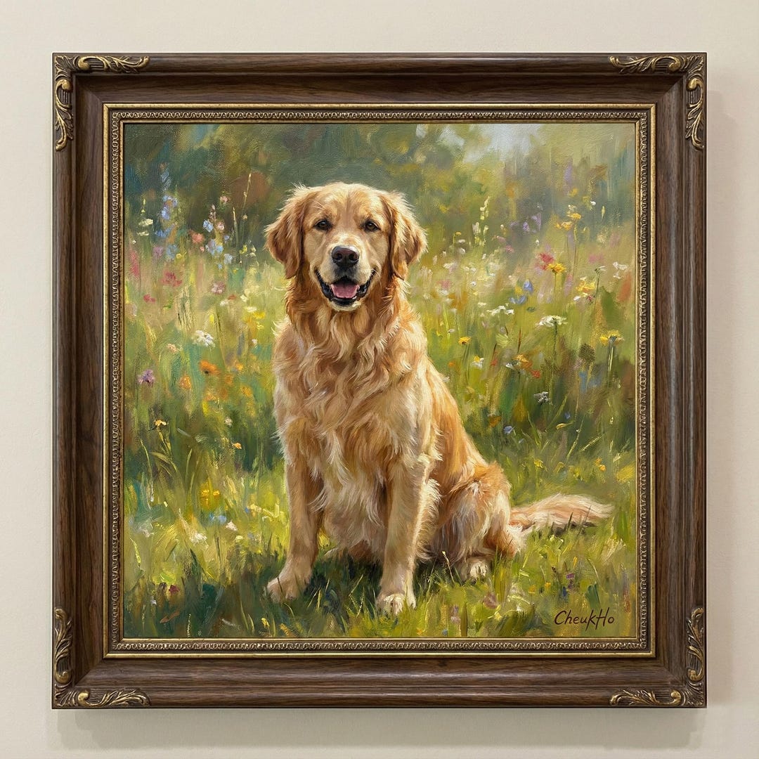 Custom Dog Oil Painting Portrait From Photo, Hand-painted Pet Canvas ...