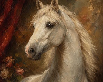 Custom Horse Portrait frrom Photo, Hand Painted Oil Painting on Canvas, Personalized Horse Art