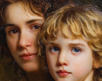 Custom Hand Painted Oil Portrait from Photo, Commission Family Oil Painting on Canvas
