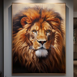 Custom Pet Portrait Hand Painted, Commission Painting from Photo, Golden Lion Oil Painting Framed Canvas Wall Art, Pet Memorial Portrait