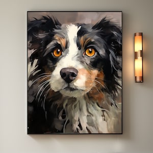 Custom Dog Oil Painting from Photo, Art Commission Hand Painted Pet Portrait on Canvas, Framed Wall Art Room Decor, Pet Memorial Gifts