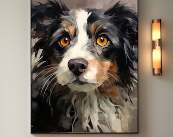 Custom Dog Oil Painting from Photo, Art Commission Hand Painted Pet Portrait on Canvas, Framed Wall Art Room Decor, Pet Memorial Gifts