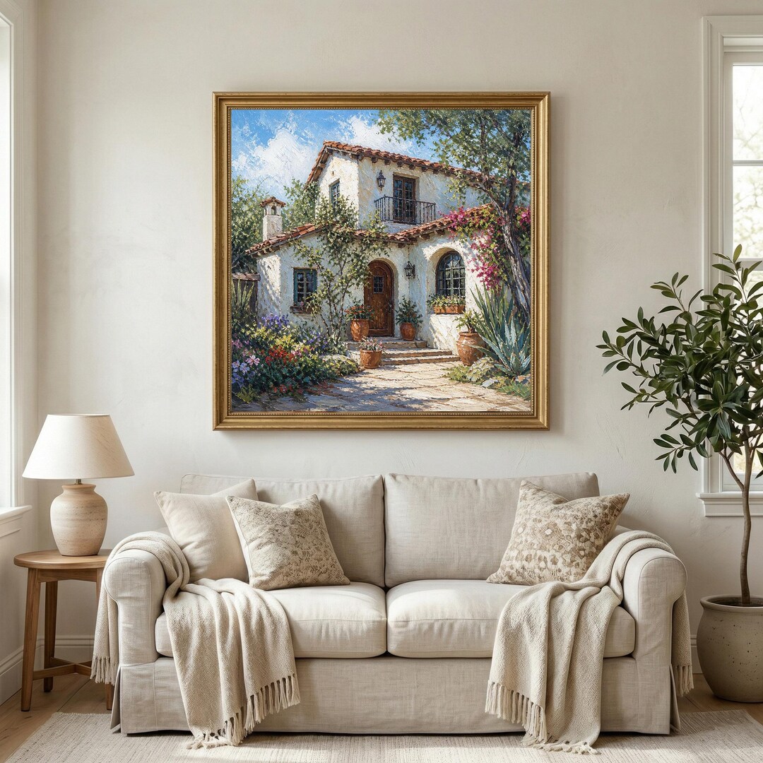 Custom House Portrait From Photo, Hand Painted Home Painting on Canvas ...