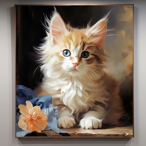 Custom Oil Painting from Photo on Canvas, Commission Pet Portrait, Cat Portrait Custom, Animal Painting Pet Memorial Gift Framed Wall Art