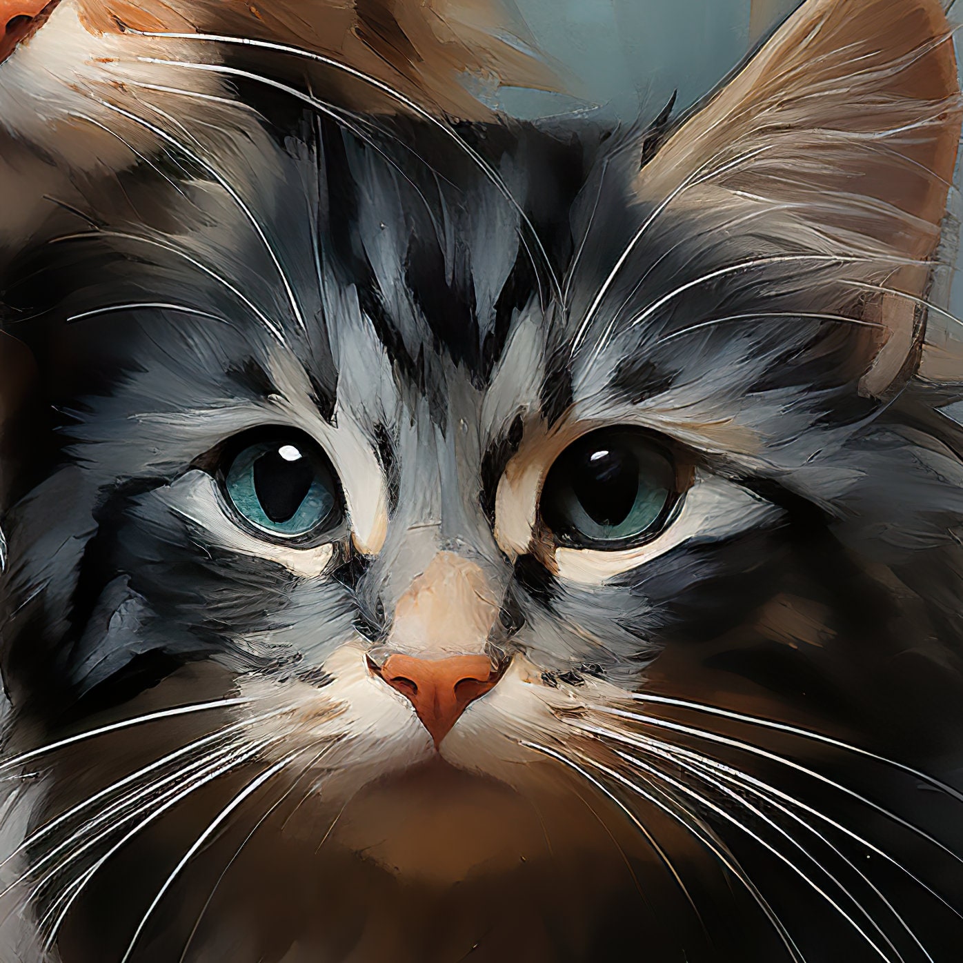 Commission Cat Oil Painting on Canvas Original Art, Custom Cat Portrait