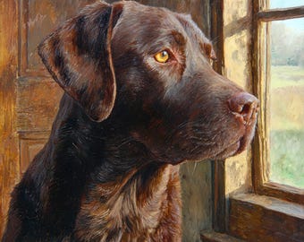 Custom Pet Portrait Oil Painting on Canvas, Commission Hand Painted Dog Portrait from Photo