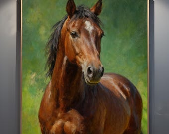 Pintura de caballo personalizada a partir de una foto, pinturas al óleo originales enmarcadas sobre lienzo, regalos conmemorativos personalizados para amantes de los caballos, arte por encargo.