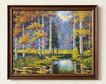 Custom Landscape Oil Painting from Photo, Hand Painted Forest Art, Framed Nature Wall Art