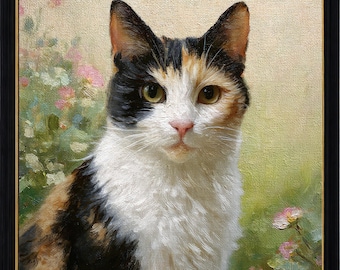 Custom Cat Oil Painting on Canvas, Hand-painted Pet Portrait Art From Photo