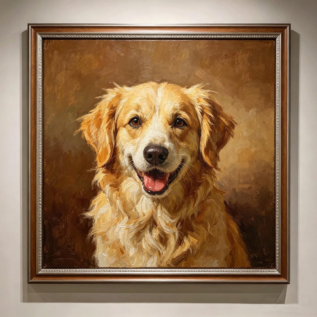 Custom Pet Portrait Oil Painting on Canvas, Commission Dog Memorial Art ...