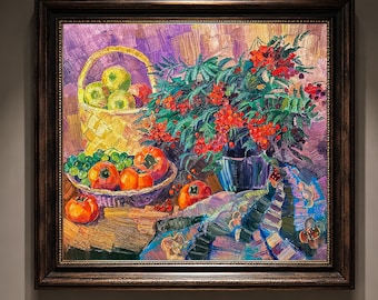 Custom Abstract Oil Painting from Photo, Hand Painted Colorful Still Life Wall Art