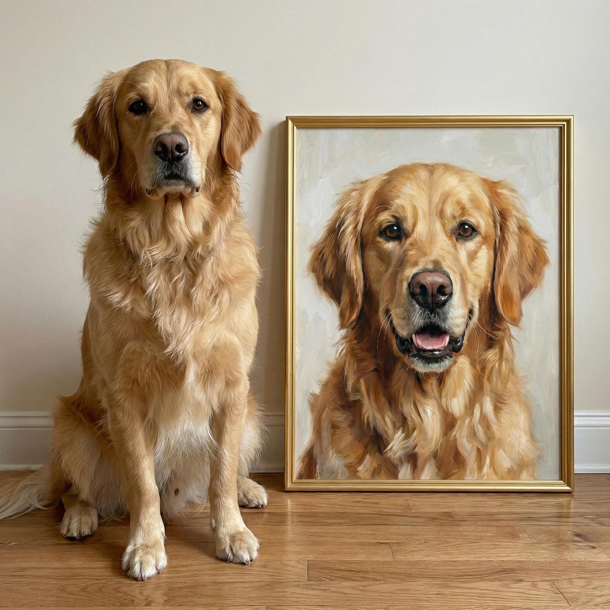 Custom Dog Oil Painting Portrait From Photo, Hand-painted Pet Canvas ...