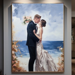 Custom Wedding Oil Painting from Photo, Commission Portrait on Canvas, Hand Painted Wedding Photo, Couple Portrait Gift Framed Wall Art