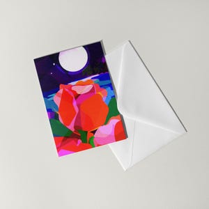 Moonlight Rose - Cartão de felicitações em branco