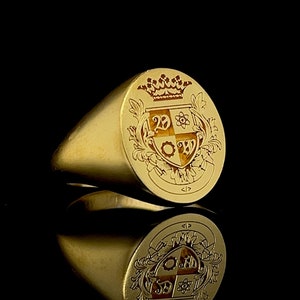 Gouden familie Crest Signet Ring, familieringen, gouden Signet Ring, wapenschildring, familie Crest ringen, heren gouden Signet ringen, Crest Ring
