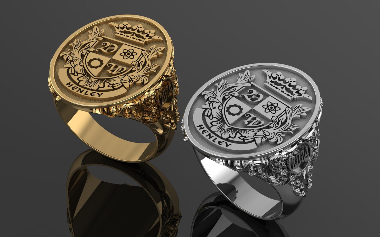 Yfmlm Rigs Gold Family Crest Signet Ring, Family Rings, Gold Signet Ring, Coat of ...