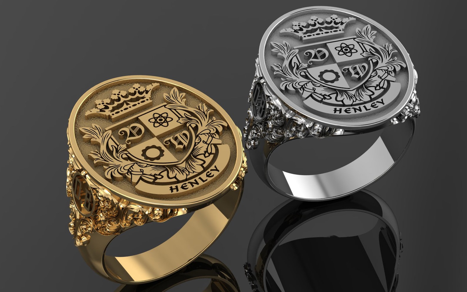 Yfmlm Rigs Gold Family Crest Signet Ring, Family Rings, Gold Signet Ring, Coat of ...