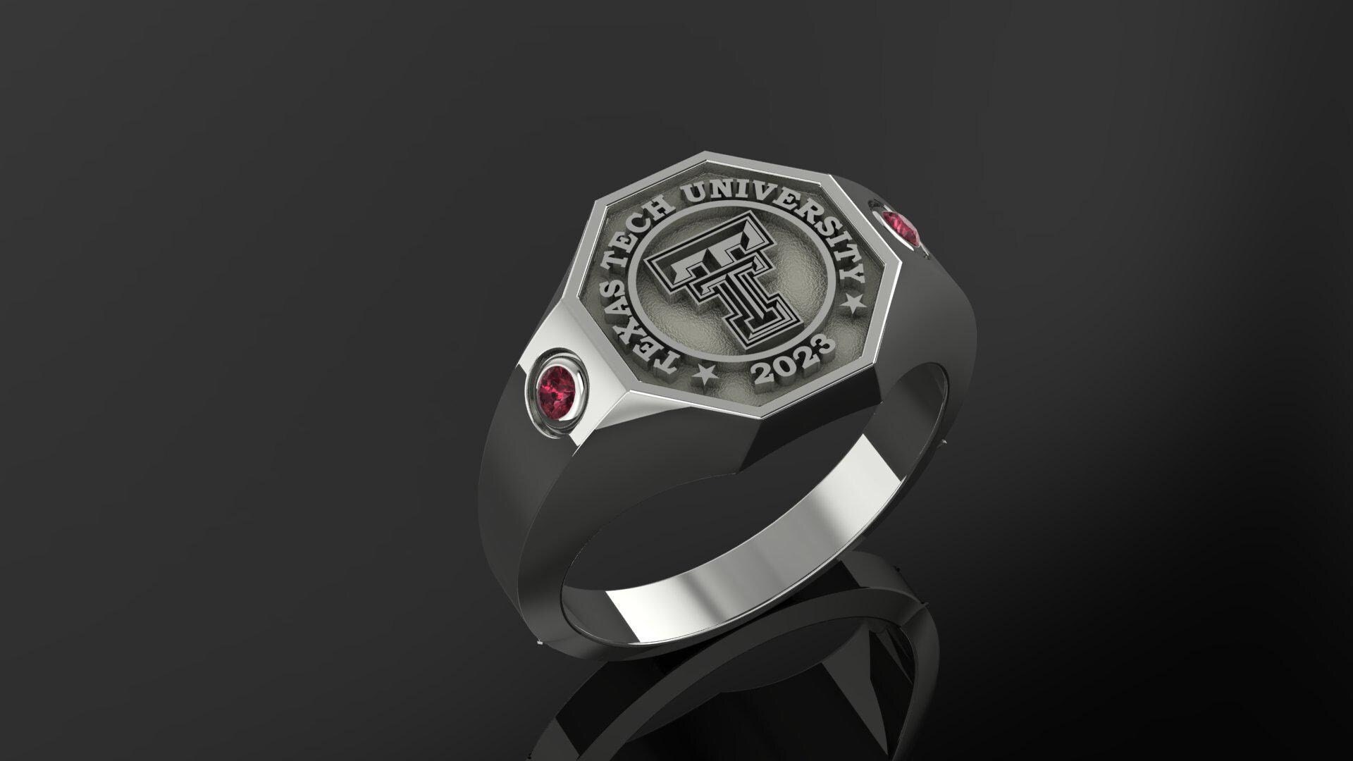 Elegant Modern Class Ring for Women, Personalized Graduation